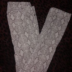 Snakeskin pattern straight leg jeans
